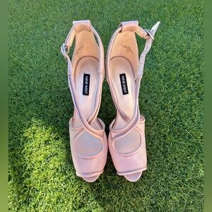 Beige mesh high heels-new